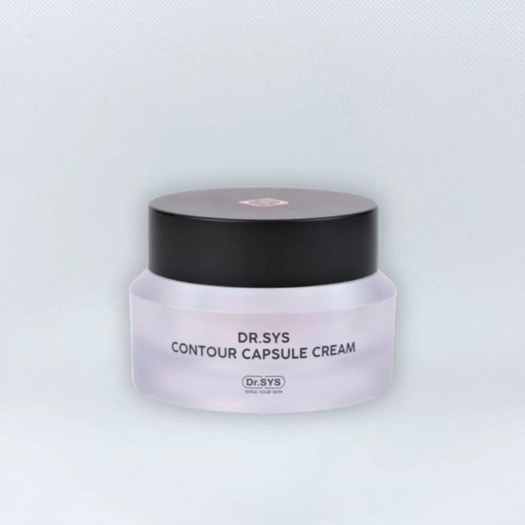 Dr. SYS Contour Capsule Cream jar on a light gray background