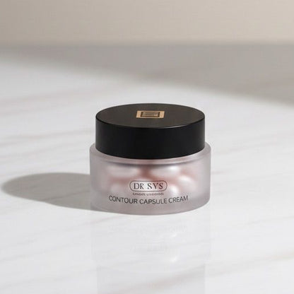 Small jar of cosmetic product on a white surface with a neutral background